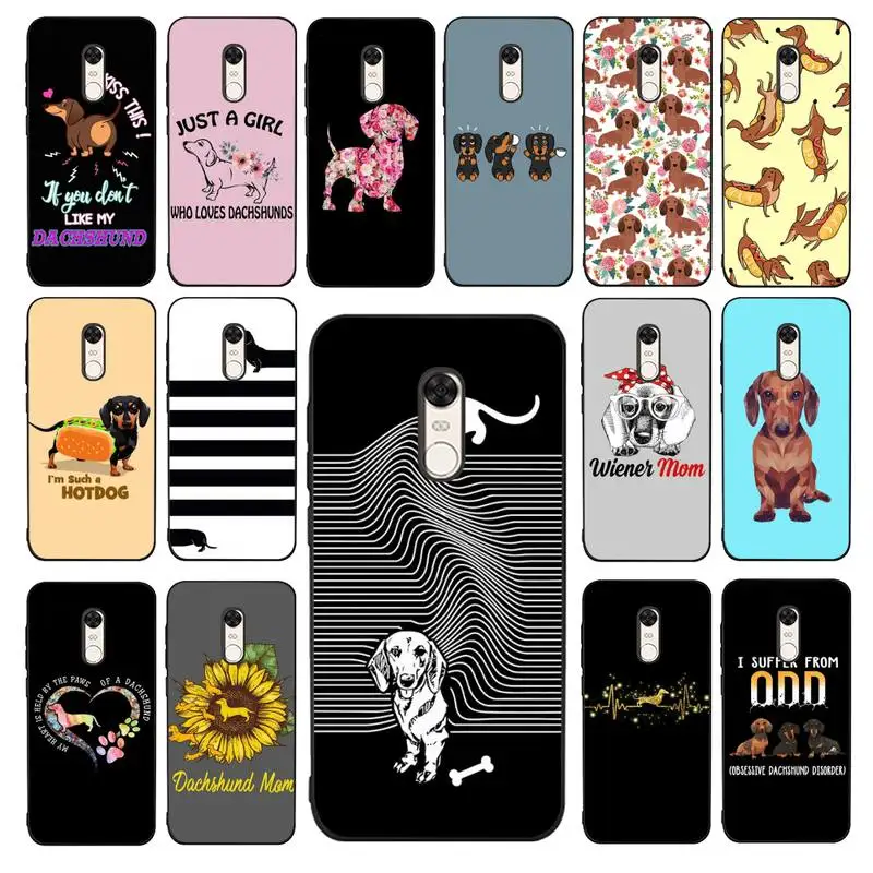 

Dachshund Silhouette Dog Phone Case for Redmi 5 6 7 8 9 A 5plus K20 4X 6 cover