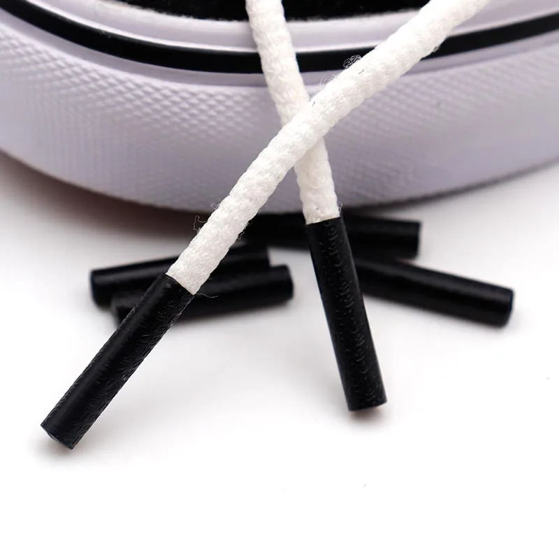 Coolstring Accessory 100Pcs Wholesale Shoelace Tips 2.4*0.5cm Zinc Alloy+Copper Metal Black Aglets Air Sneaker Trendy Decoration