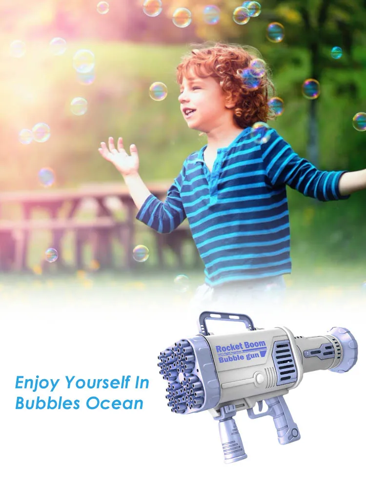 

64 Hole Bubble Guns For Kids Automatic Bubble Blower For Kids Automatic Machine Gatling Rocket Launcher Phantom Light For Summer