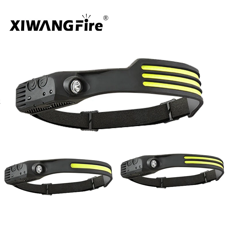 

Wave Sensing Led + Cob Headlights Outdoor Riding Lights USB Charging Night Running Lights High Gloss Headlights