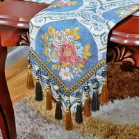 modern luxury chenille table runner tablecloth high end 3d embroidered jacquard bed flag table flag for kitchen dining table