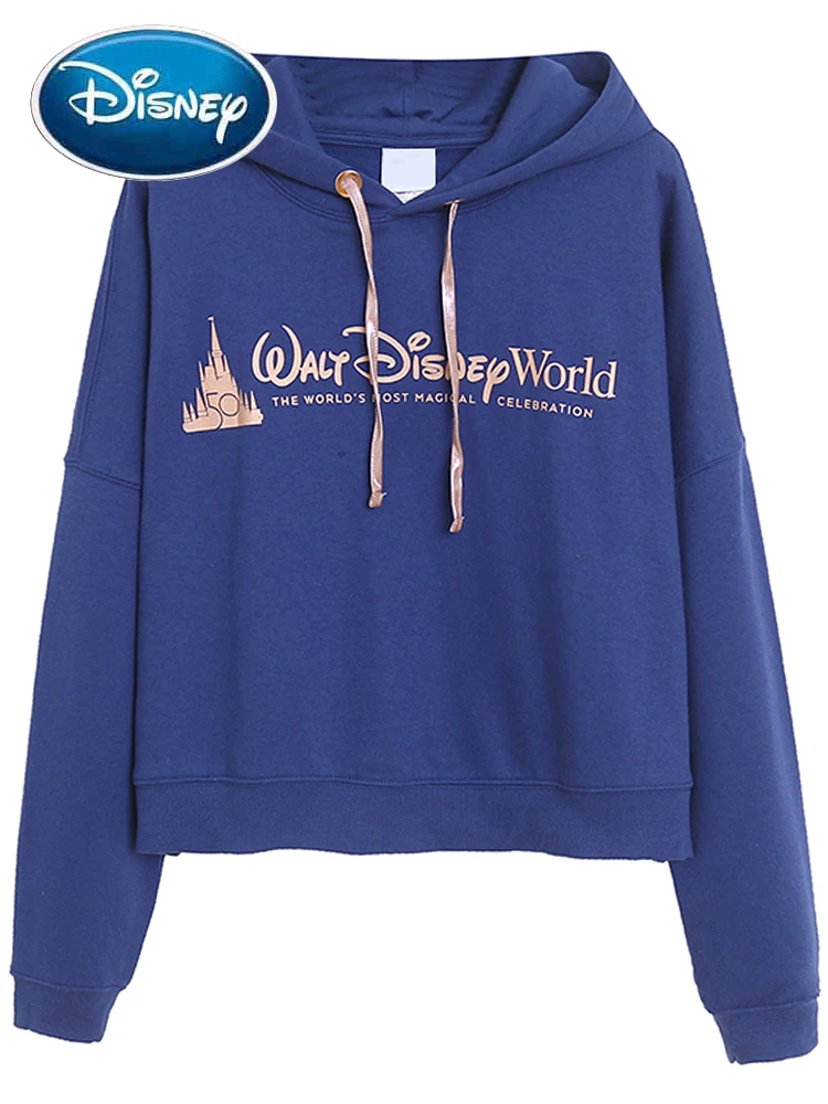 

Disney Hooded Sweatshirt 50th Anniversary Disney World Castle Mickey Mouse Cartoon Print Velvet VELOUR Women Unisex Jumper Tops