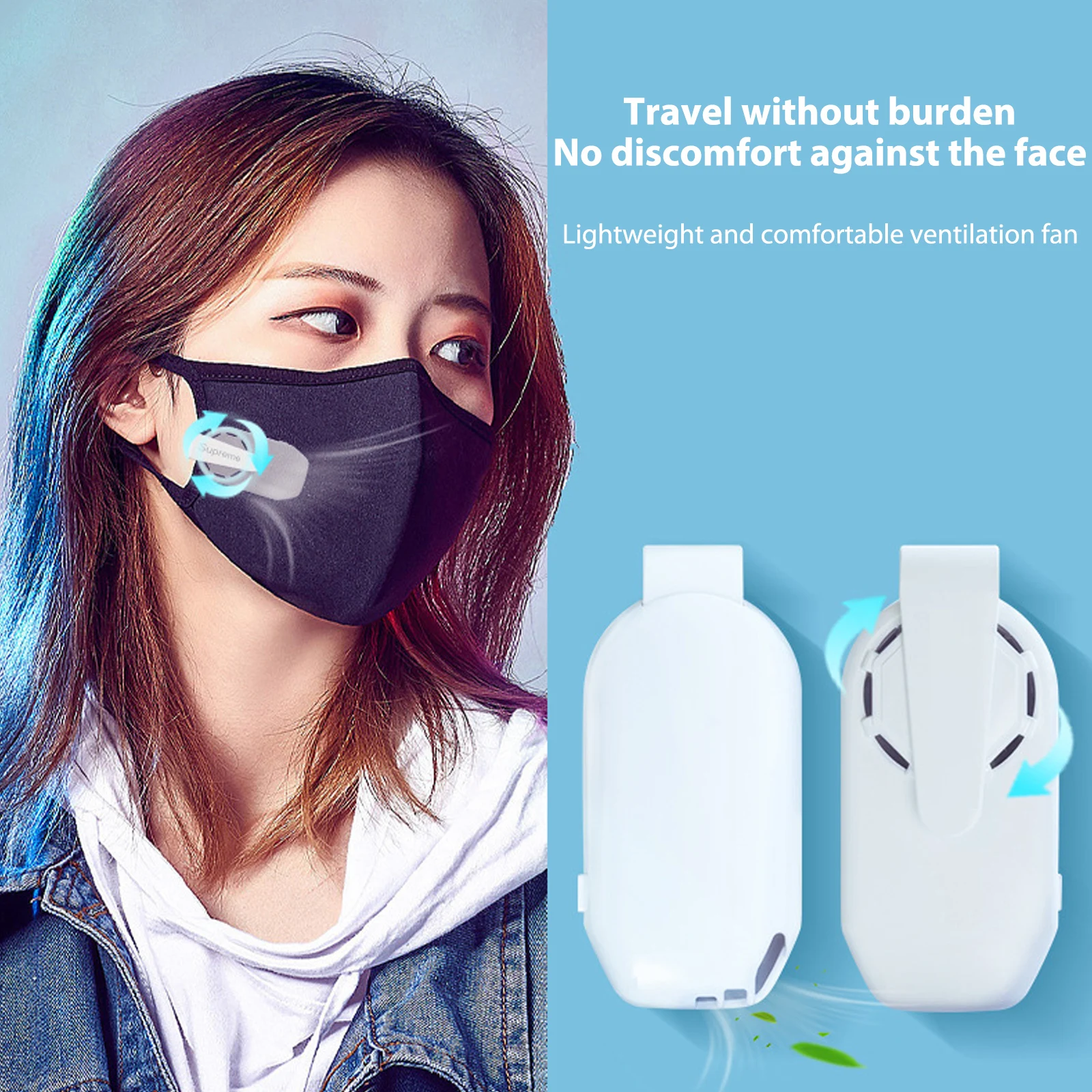 USB перезаряжаемая маска для лица, веер, персональная переносная маска на лицо с клипсой, воздушный фильтр, вытяжной вентилятор, мини электри...