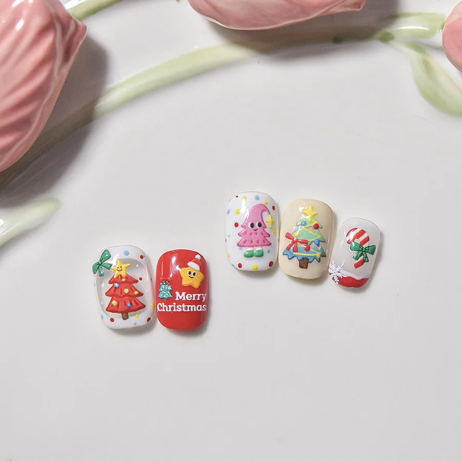 1 шт. милый мультяшный Рождественская елка черный венок жемчужные наклейки для