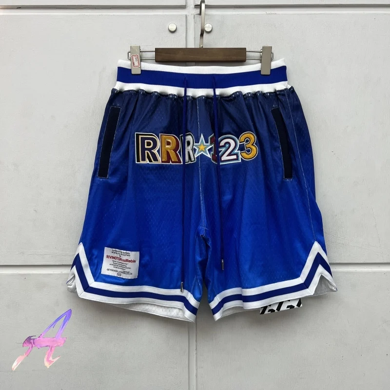 RRR123 Shorts Summer Embroidered Alphanumeric Double Layer Mesh Breathable Beach Pants Men's Basketball Sports Short Pants