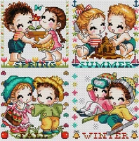 sj007 stich cross stitch kits craft packages cotton seasons painting counted china diy needlework embroidery cross stitching
