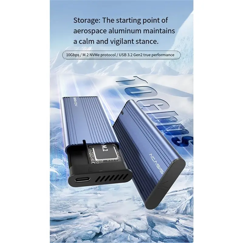 Фото Корпус для SSD ACASIS M.2 NVMe, 10 Гбит/с, адаптер M.2 на USB Type-C 3.2, бокс для SSD PCIE M2 NVMe, совместим с 2230, 2242, 2260, 2280 мм №3