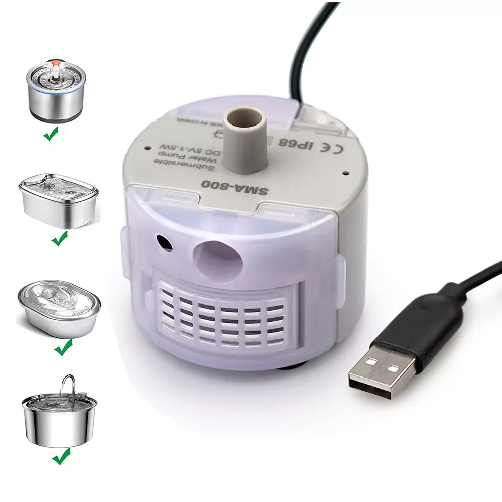 

Водяной фонтан для домашних животных, светодиодсветильник ка, сменный мотор, аксессуары из нержавеющей стали, дозатор питьевой воды для кош...