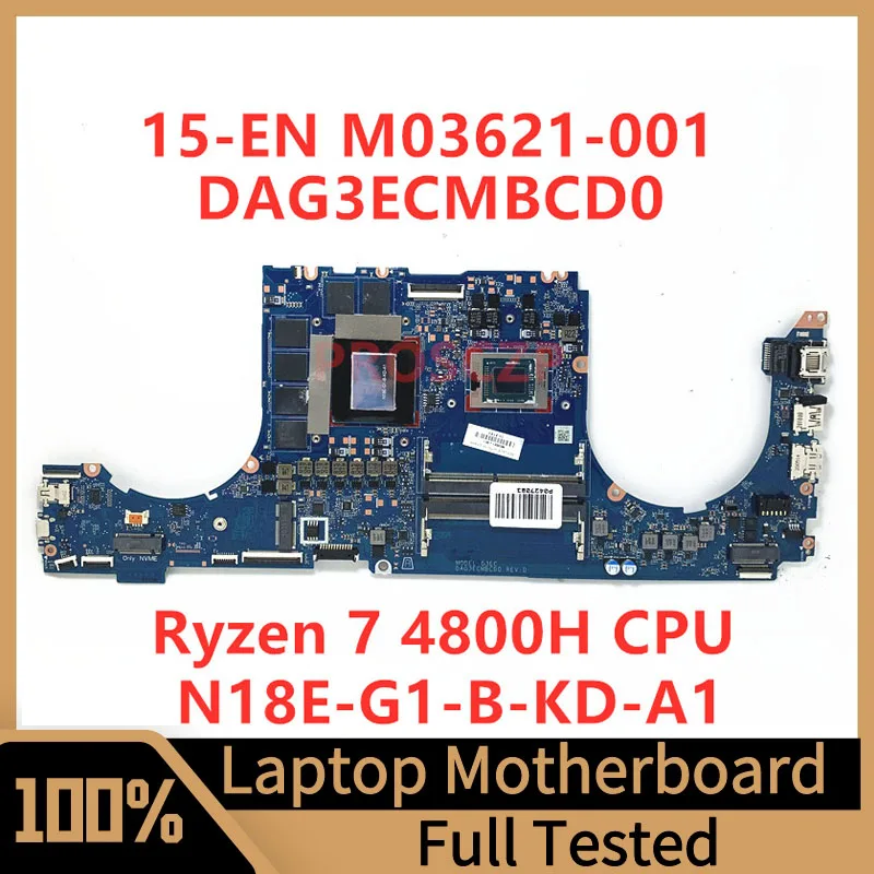 

M03621-001 M03621-501 M03621-601 For HP 15-EN Laptop Motherboard DAG3ECMBCD0 With Ryzen 7 4800H CPU N18E-G1-B-KD-A1 100% Tested