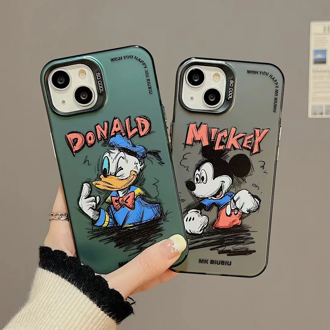 

Cute Disney Mickey Donald Duck graffiti creative personality cartoon Phone Cases For iPhone 14 13 12 11 Pro Max Back Cover