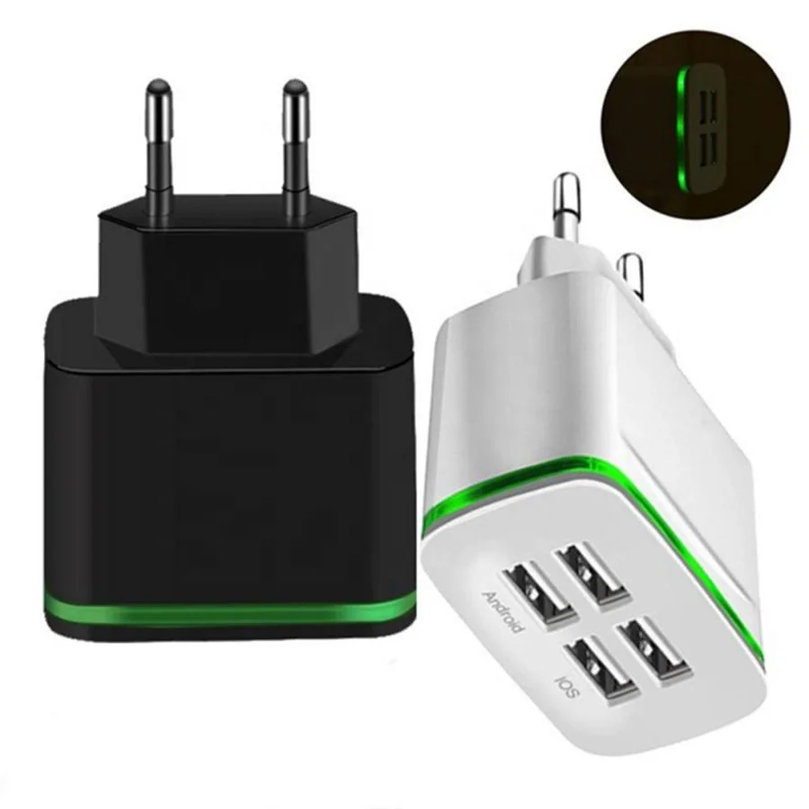 

4 port Usb Wall Charger Phone Socket Adapter EU Plug Home Charger 5V 4A Fast Charging USB Hub Smart Plug Power Strip