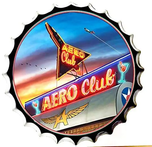 

CAIBAIHUI Aero Клубные колпачки для бутылок, металлические жестяные знаки, украшение для пивного бара, 14 дюймов, настенное искусство, табличка, вин...