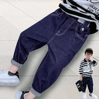 new arrival jean pants for toddler boys cotton spring solid color loose trousers teenage blueblack denim clothes 4 8 12 14years