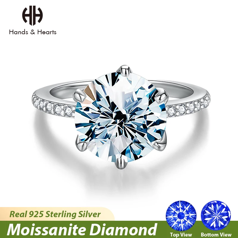 

Роскошные сверкающие бриллиантовые обручальные кольца H & H с натуральным 5CT бриллиантом бриллианта для женщин бриллиантовые серебряные Изя...