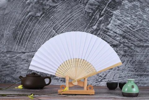 1pc papel bambú plegable fanático de la mano de la mano personalizada fsahion fans de la fiesta del arte artesan