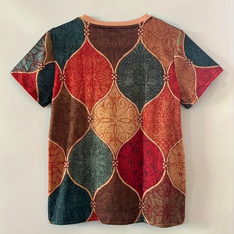 2024 новая женская футболка с круглым вырезом и коротким рукавом принтом 3D Bouguer