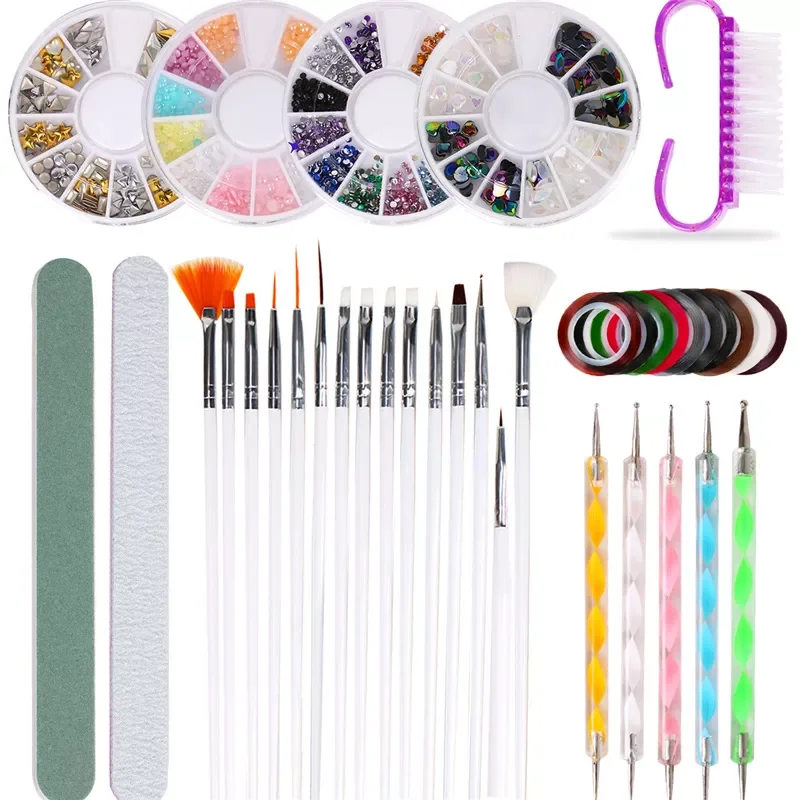 

Manicure Set Irregular Rhinestones Pearl Nail Foils Decoration Cleaning Nail Art Brushes Nail File Dotting Pen Nail Tools