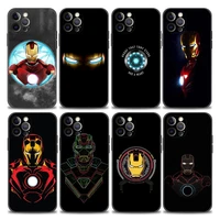 iron man marvel phone case for iphone 11 12 13 pro max 7 8 se xr xs max 5 5s 6 6s plus black soft silicone