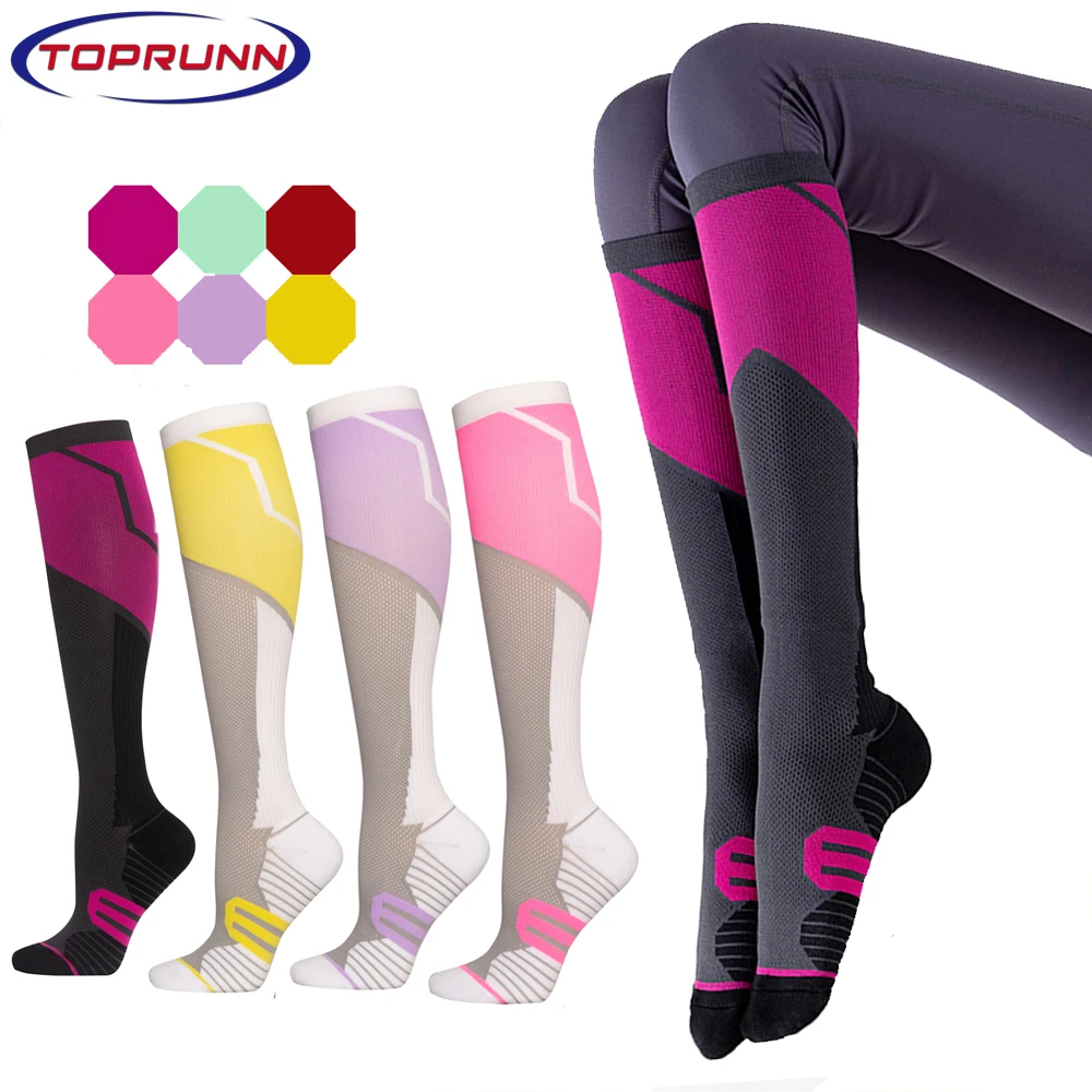 

Running Men Women Compression Socks For Football Anti Fatigue Pain Relief 15-20 Mmhg Black Compression Socks Fit For Sport Socks