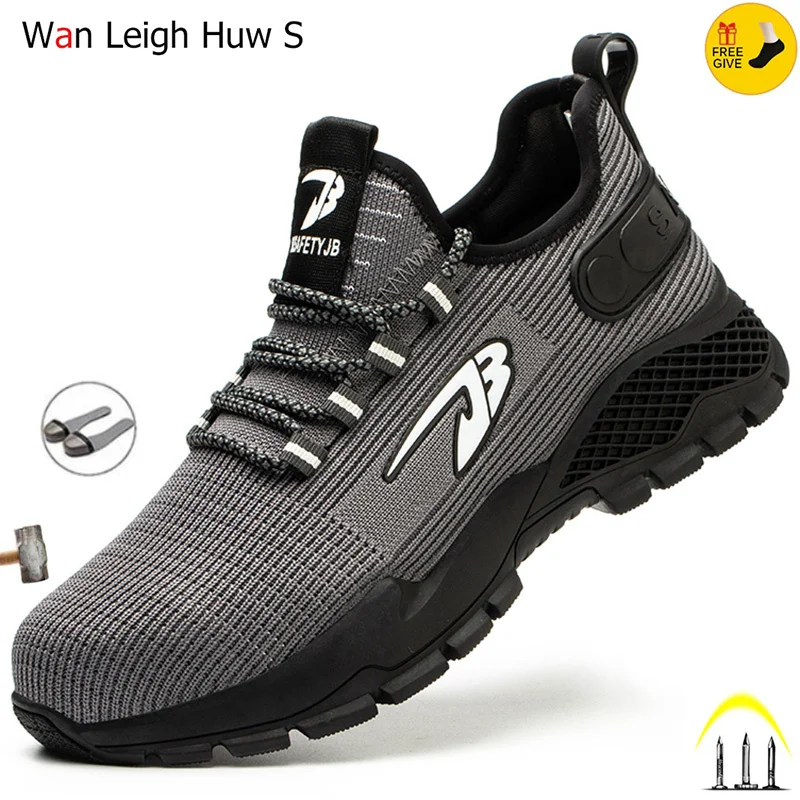 

Work Safety Boots Mens Shoes Sneakers Breathle Anti-Smashing Lightweight Work Boots Indestructible Sneakers With Steel Toe Cap