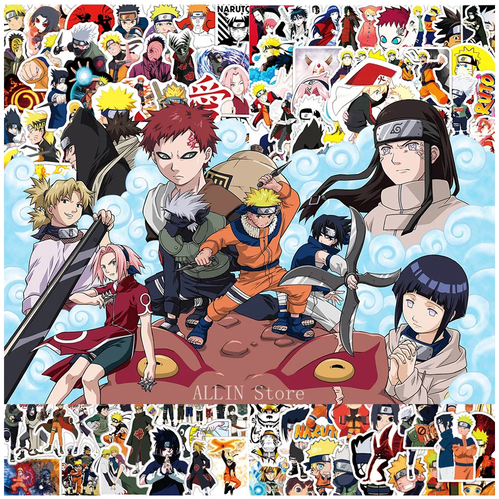 

50/100PCS NARUTO Anime Stickers for Kids Toys Naruto Uchiha Sasuke Cartoon Decals DIY Laptop Car Phone Waterproof Cool Sticker