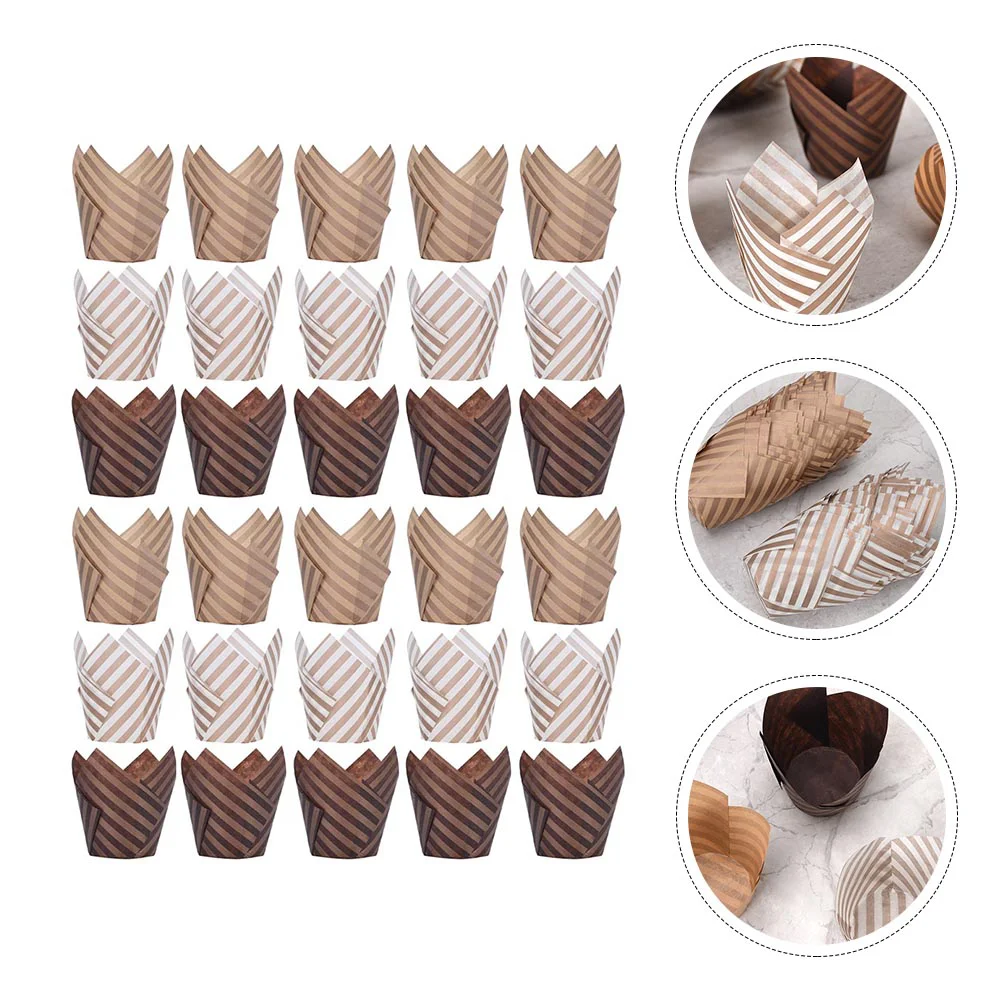 

Muffin Baking Cupcake Paper Liner Tins Cup Wrapper Kraft Mold Treat Resistant Holders Wrappers Grease Tulip Cups Diy