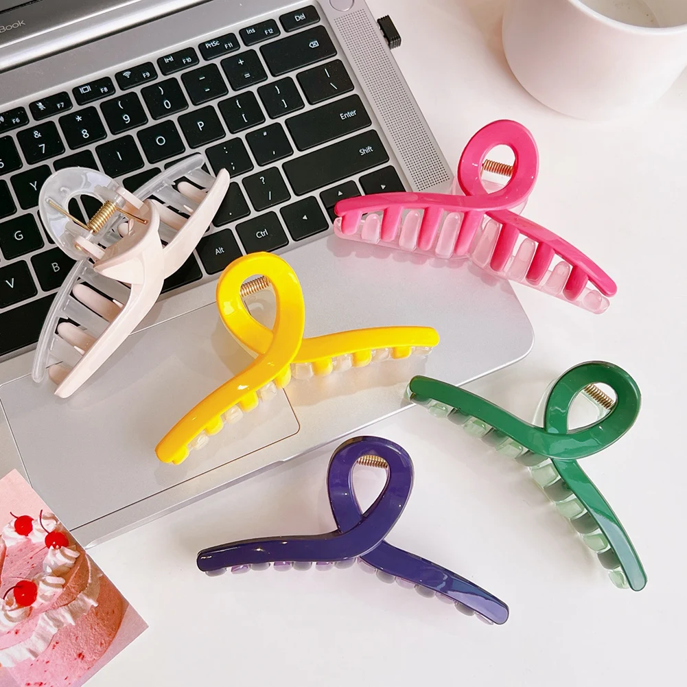

New Acrylic Candy Color Large Hair Claws Clip Acetate Rectangle Hair Crab Clamp Geometric Barrettes Ponytail Hair Accessories