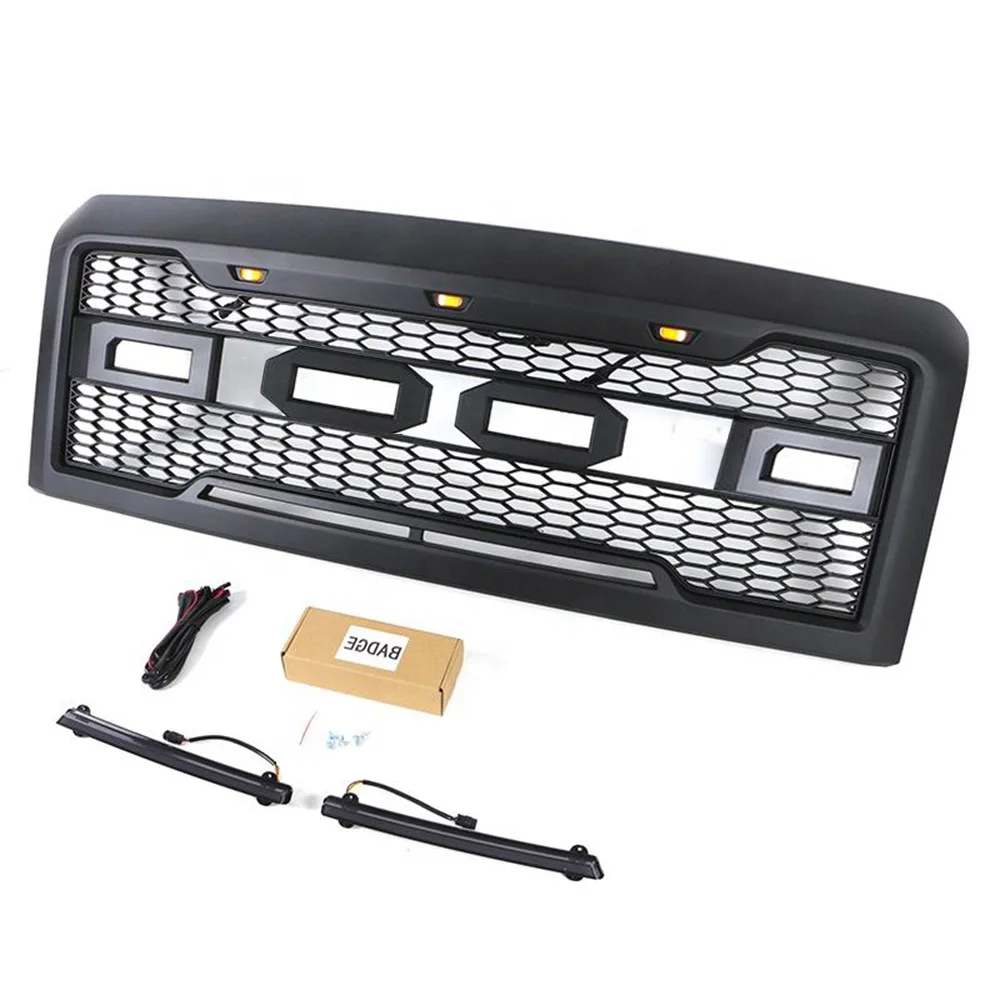 Сотовый передний бампер верхняя решетка со световой планкой подходит для Ford E150