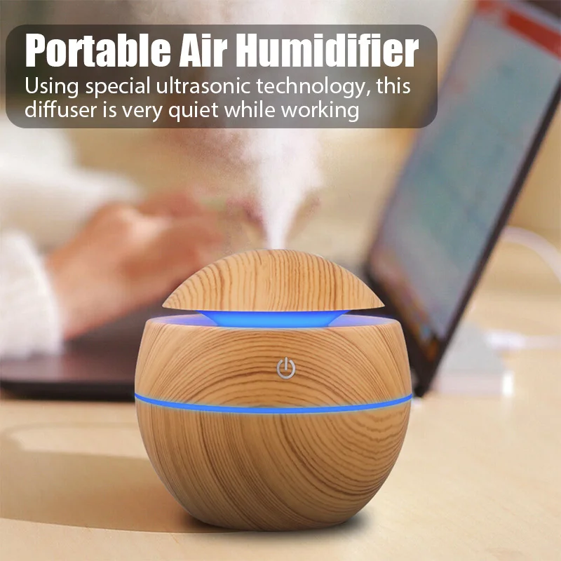 Home Wood Grain Air Humidifier Purifier Aroma Diffuser USB Ultrasonic Cool Mist Sprayer Essential Oil Fragrance Diffuser