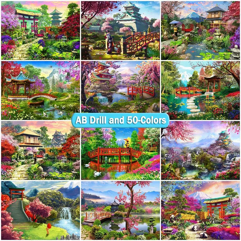 

Алмазная живопись 50 цветов «сделай сам» пейзаж дом Стразы картина вышивка AB дрель вышивка крестиком Озерная мозаика 5D домашний декор