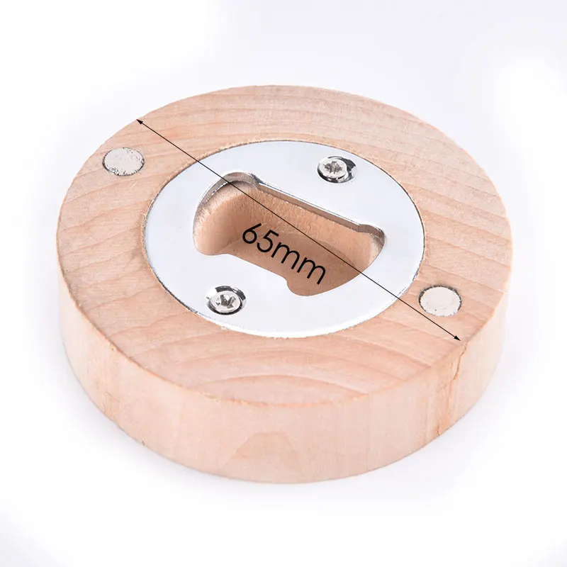 

1PC DIY Wooden Round Shape Bottle Opener Coaster Fridge Magnet Decoration Beer Bottle Opener