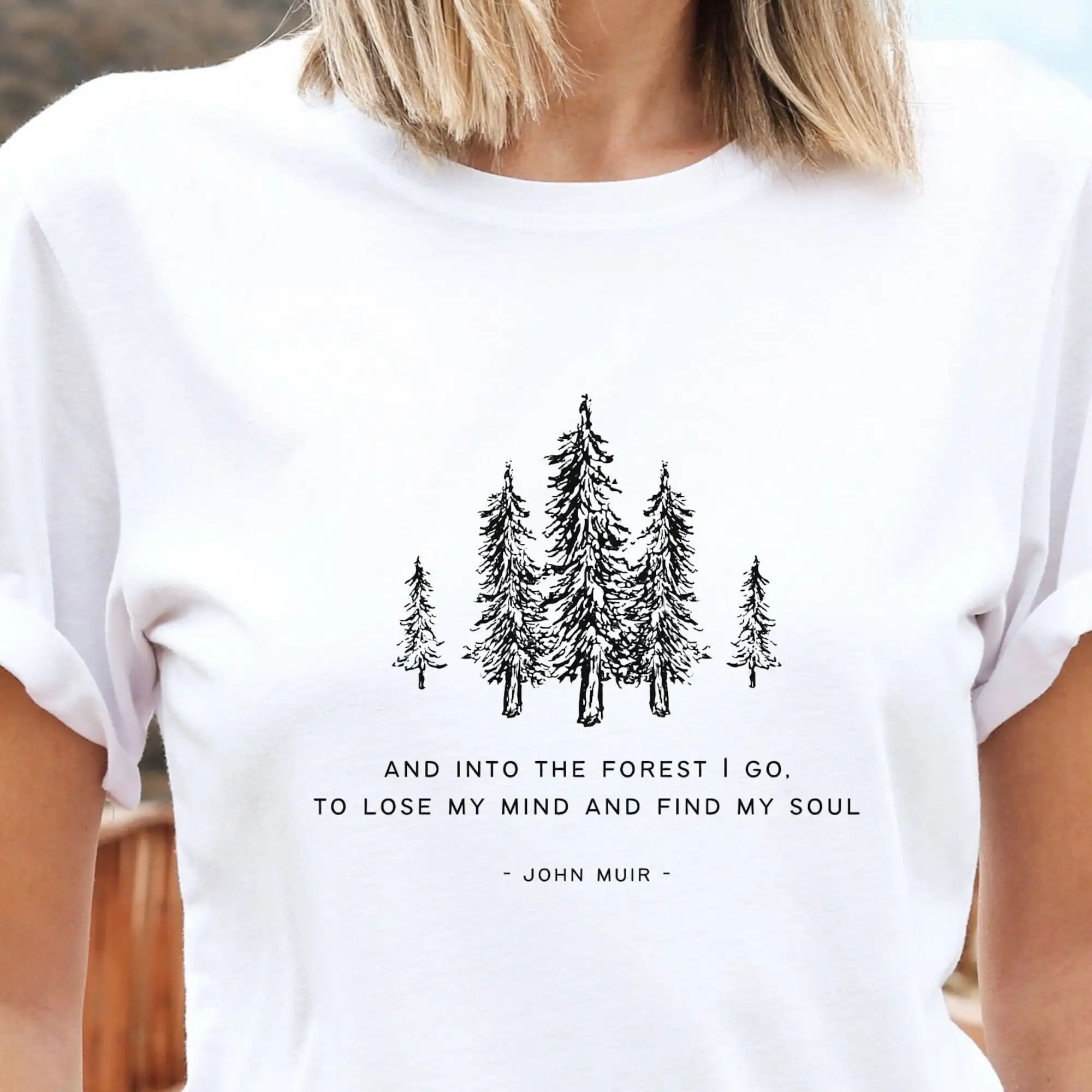 Рубашка с цитатами Джона муира мягкая и удобная футболка унисекс в лесу