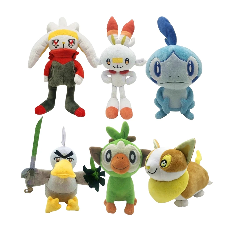 

20-38cm Pokemon Raboot Grookey Plush Anime Figure Sirfetch Scorbunny Sobble Yamper Cartoon Stuffed Plush Toy for Kids Gift