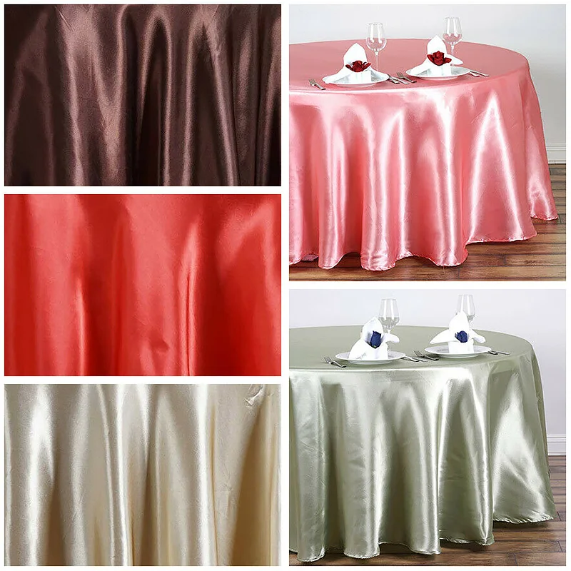 

Multicolor Round Table Cloth Satin Tablecloth Overlay Wedding Christma Baby Shower Birthday Banquet Decor Home Dining TableCover