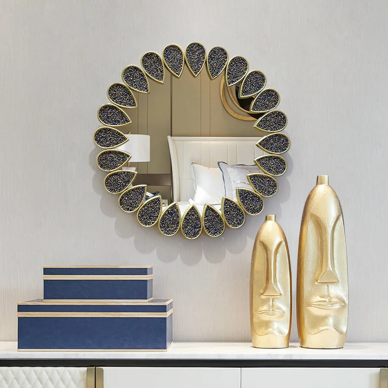 

Креативное домашнее художественное декоративное зеркало, оформление гостиной, роскошное Настенное подвесное зеркало для телевизора, настенное зеркало, круглое Настенное подвесное зеркало