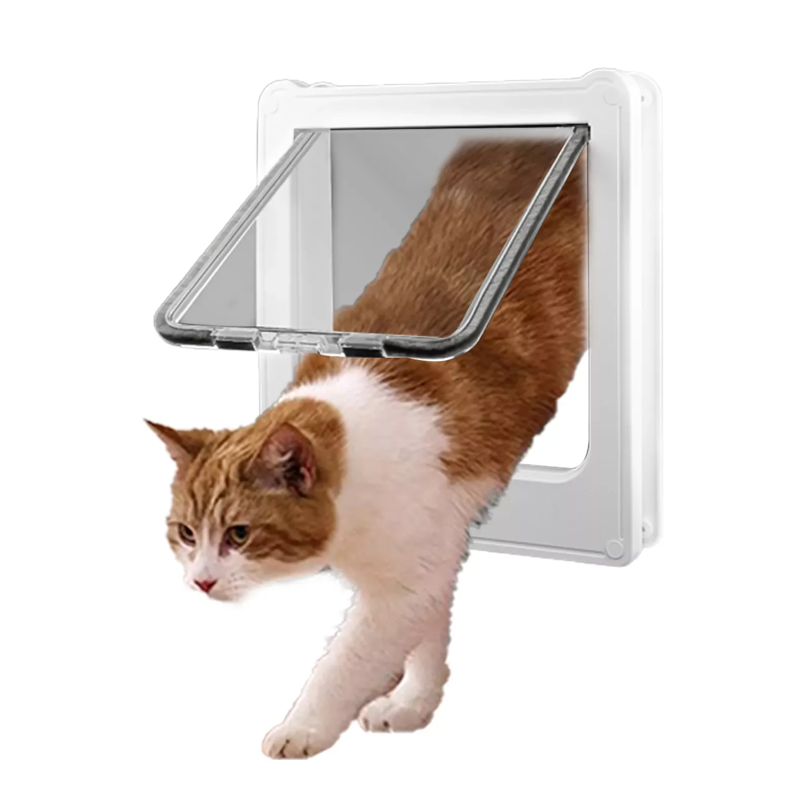 

Dog Cat Flap Door with 4 Way Security Lock Flap Door Controllable Direction Door Small Pet Gate Kit Cat Dogs Flap Doors