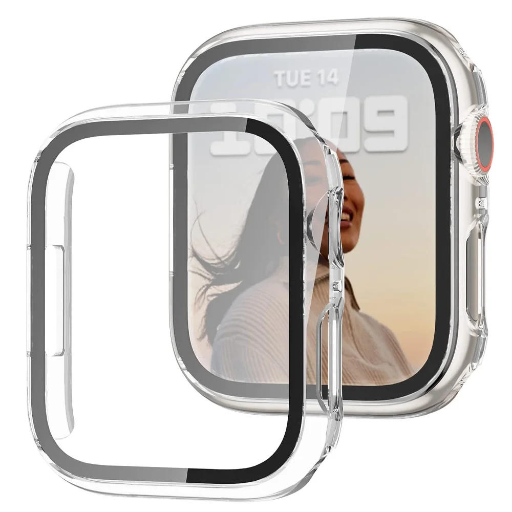 

Glass+Cover For Apple Watch case 45mm 41mm 44mm 40mm 42mm 38mm iWatch Accessorie Screen Protector Apple watch serie 3 4 5 6 SE 7