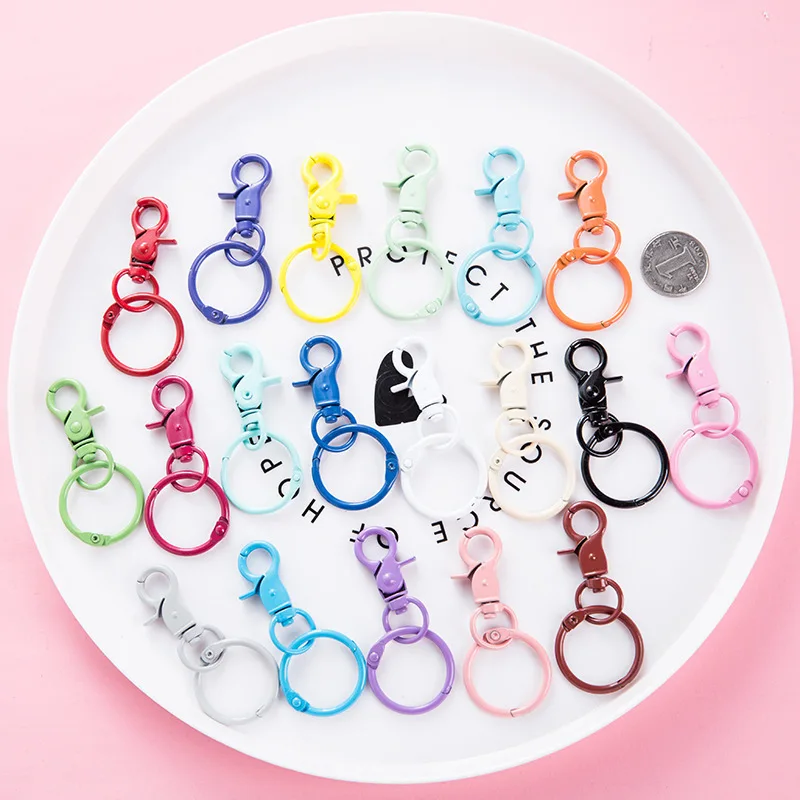 

1pcs New Style Metal Keychain Color Paint Lobster Clasp Key Hook Split Key Ring Bag Pendant Creative DIY Accessories Wholesale