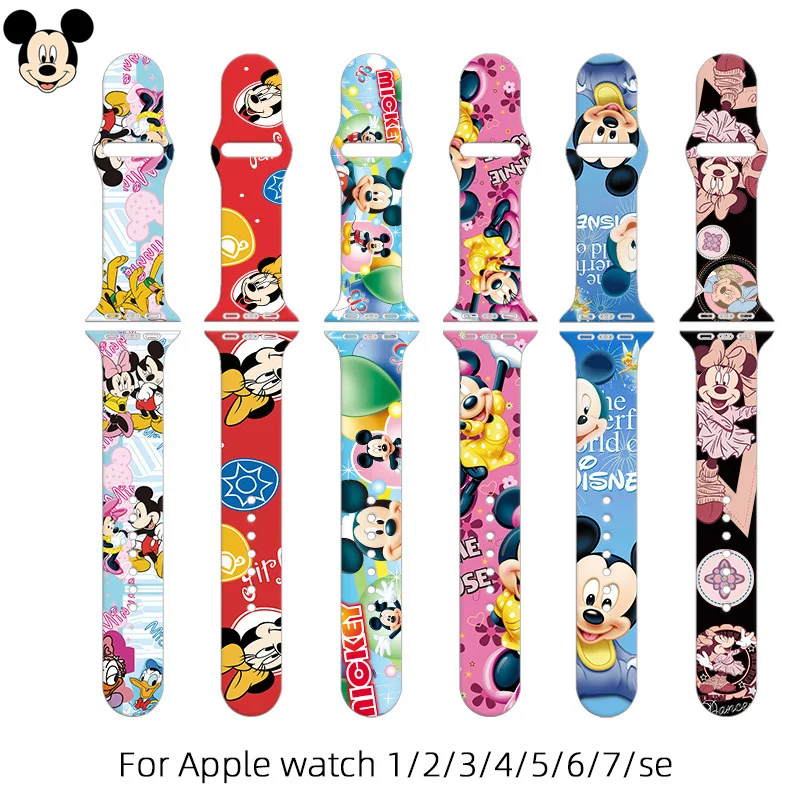 Силиконовый ремешок для часов Apple Watch с изображением Диснея Микки и Минни 42 мм 44 45