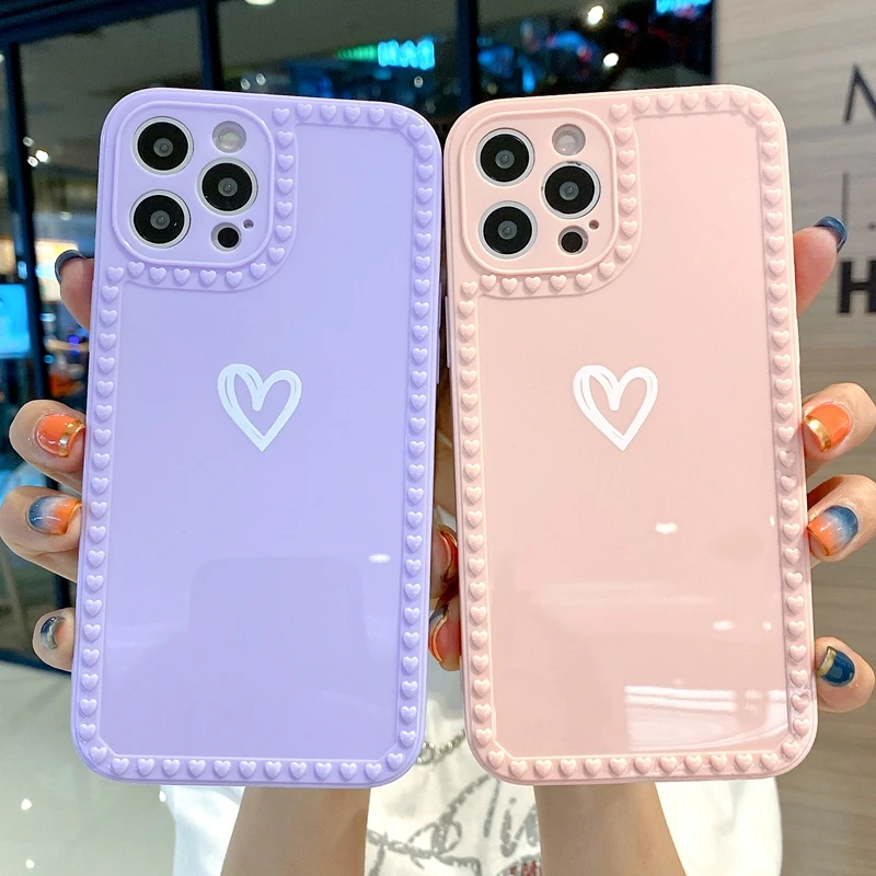 

Soft Love Heart Candy Phone Case For iPhone 11 12 13 Pro Max 6 6S 7 8 Plus XR X XS MAX SE 2020 mini Protective Cases Cover