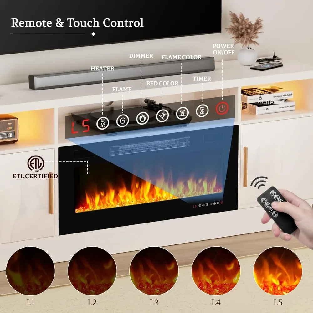 Подставка для телевизора с камином 36 дюймов Женский развлекательный центр 75 +