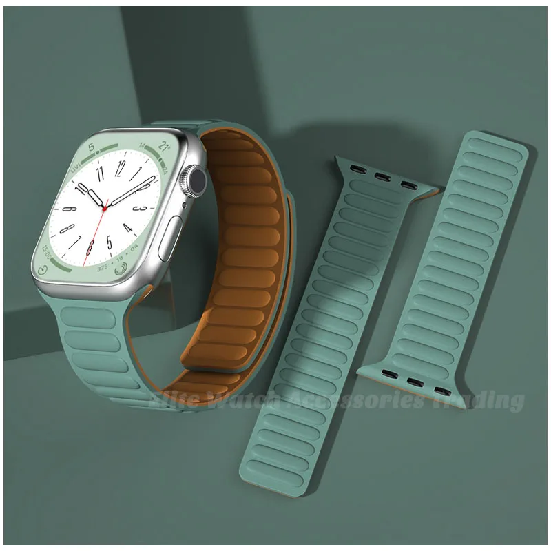 

Ремешок силиконовый магнитный для Apple Watch Band 49 мм 41 мм 45 мм 44 мм 40 мм, браслет для iWatch Series 8 7 6 SE 5 4 42 мм 38 мм