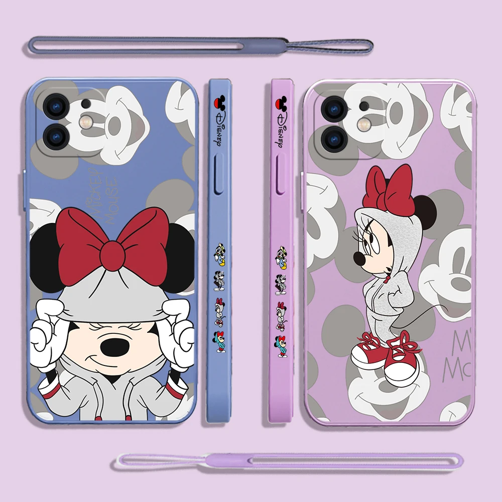 

Disney Mickey Minnie Mouse Phone Case For Xiaomi Redmi Note 12 11 11T 10 10S 9 Pro Plus 10C 9C K40 K50 K60 4G 5G With Hand Strap