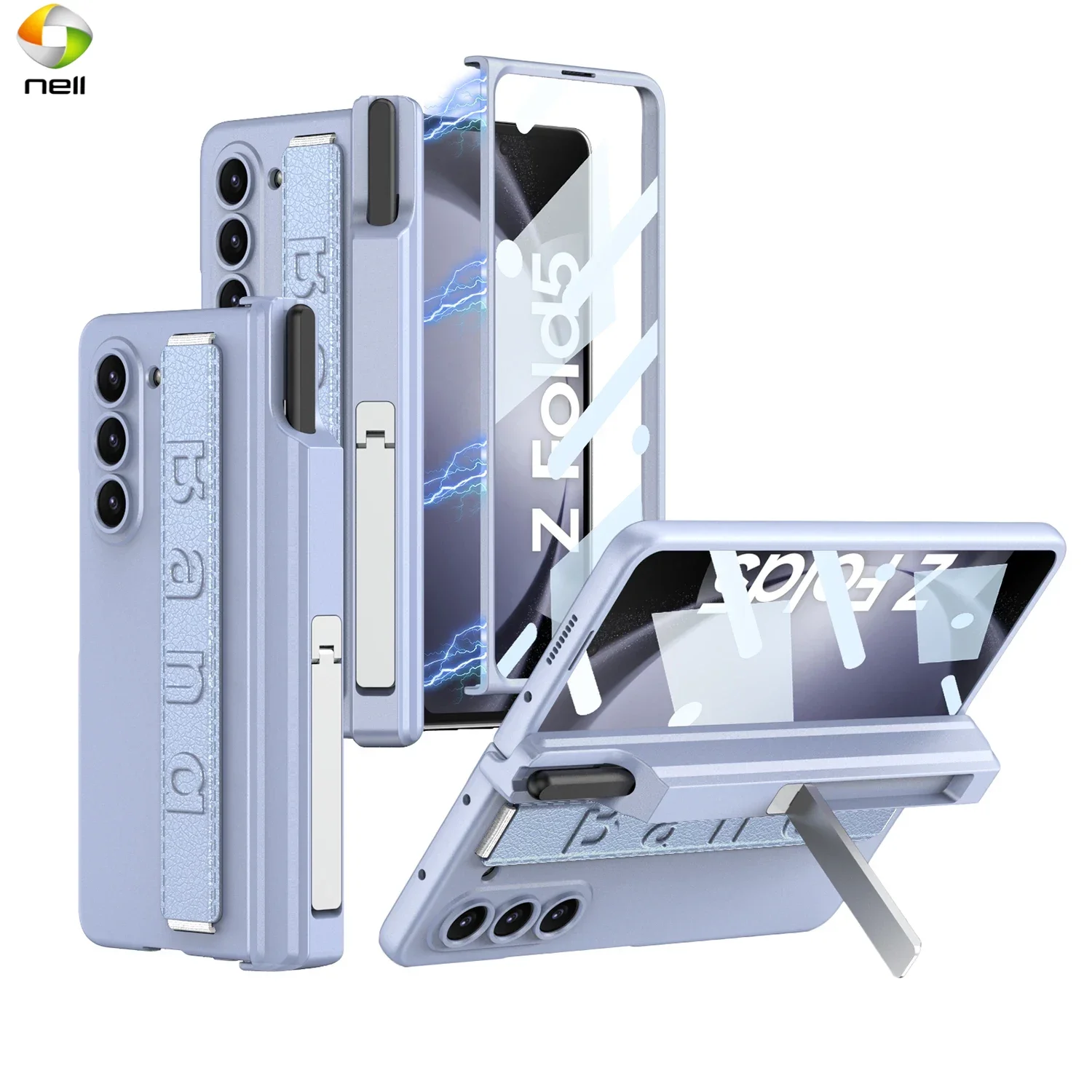 

Чехол для Samsung Galaxy Z Fold 5, приятный для кожи матовый браслет, магнитный держатель для ручек с петлями, ремешок на запястье с закаленной пленкой