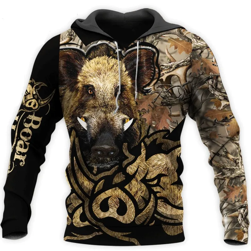 

Fashion Boar Hunting Camo 3D Print Hoodie Autumn Winter Long Sleeve Street Element Hoodie Men's and Women's Sweatshirt