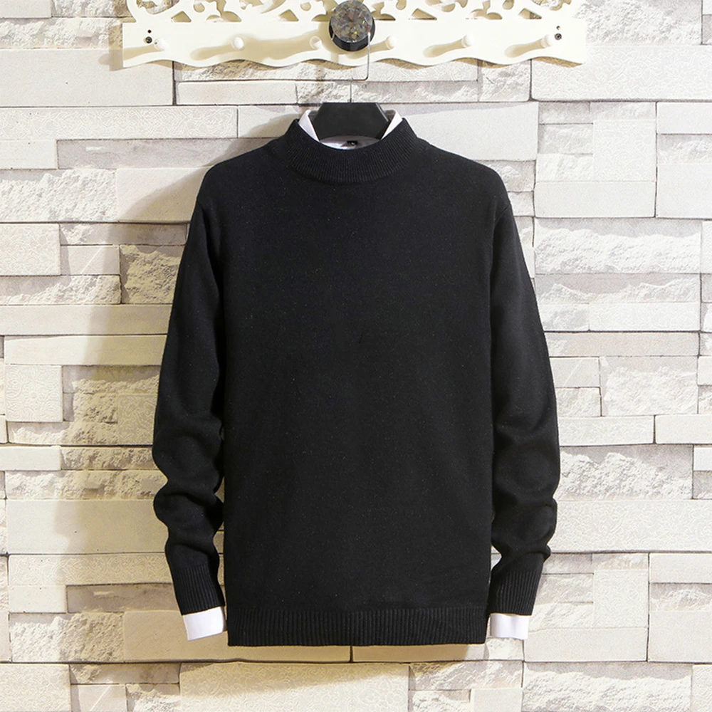 

Men Turtleneck Knitted Warm Sweater Solid Colour Knitwear Slim Elastic Thin Pullover Autumn Winter Classic Bottoming Shirt