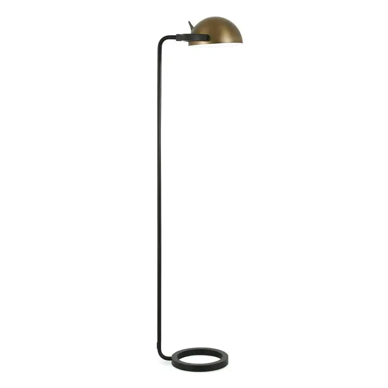 

Mid-Century Modern Metal Floor Lamp with Brass Shade