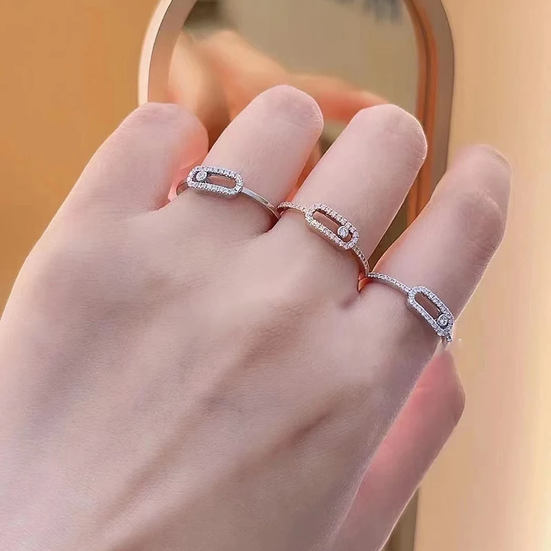 

Fashion Classic M Brand 925 Sterling Silver Mobile Diamond Ladies Ring Wedding Christmas Goddess Luxury Jewelry Gift