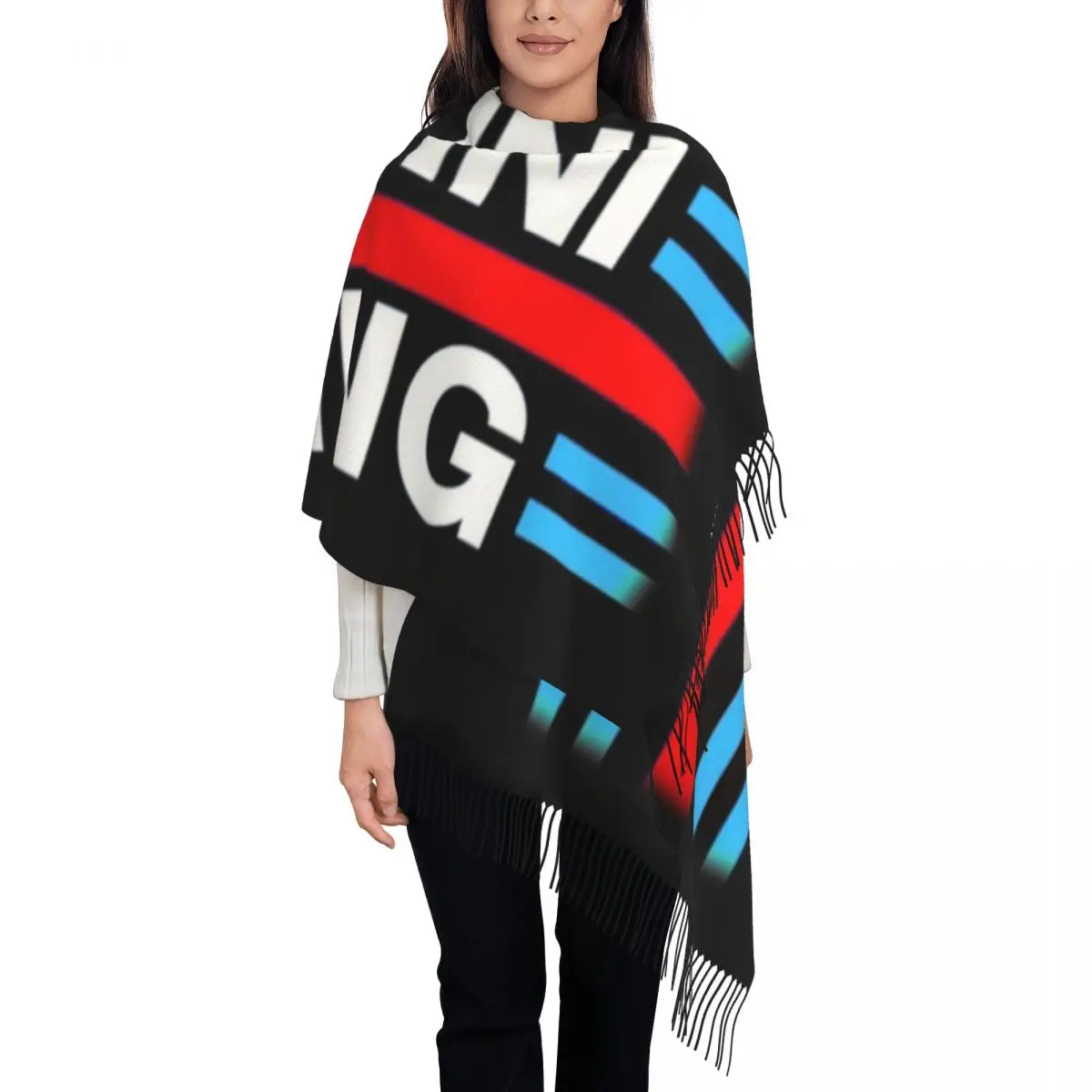 

Stylish Martini Racing Team Tassel Scarf Women Winter Fall Warm Shawls Wraps Female Italian Motor Racing Scarves