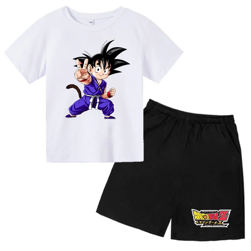 

Модная детская футболка Dragon Ball Z, одежда для мальчиков и девочек, спортивный комплект из 2 предметов, простые шорты с принтом, повседневный ко...